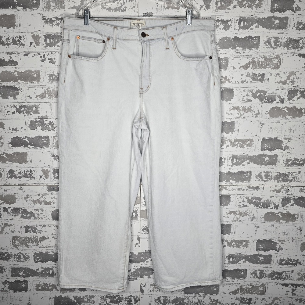 NEW Madewell Jeans Womens 18W Plus Perfect Vintage Wide-Leg Crop Airy Denim Blue